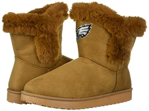 FOCO NFL Philadelphia Eagles Womens Brown Faux Fur Boot, Team Color, Medium