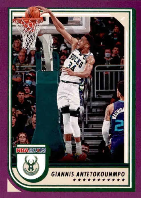 Giannis Antetokounmpo, Purple Parallel, 2022-23 Panini Hoops Basketball NBA