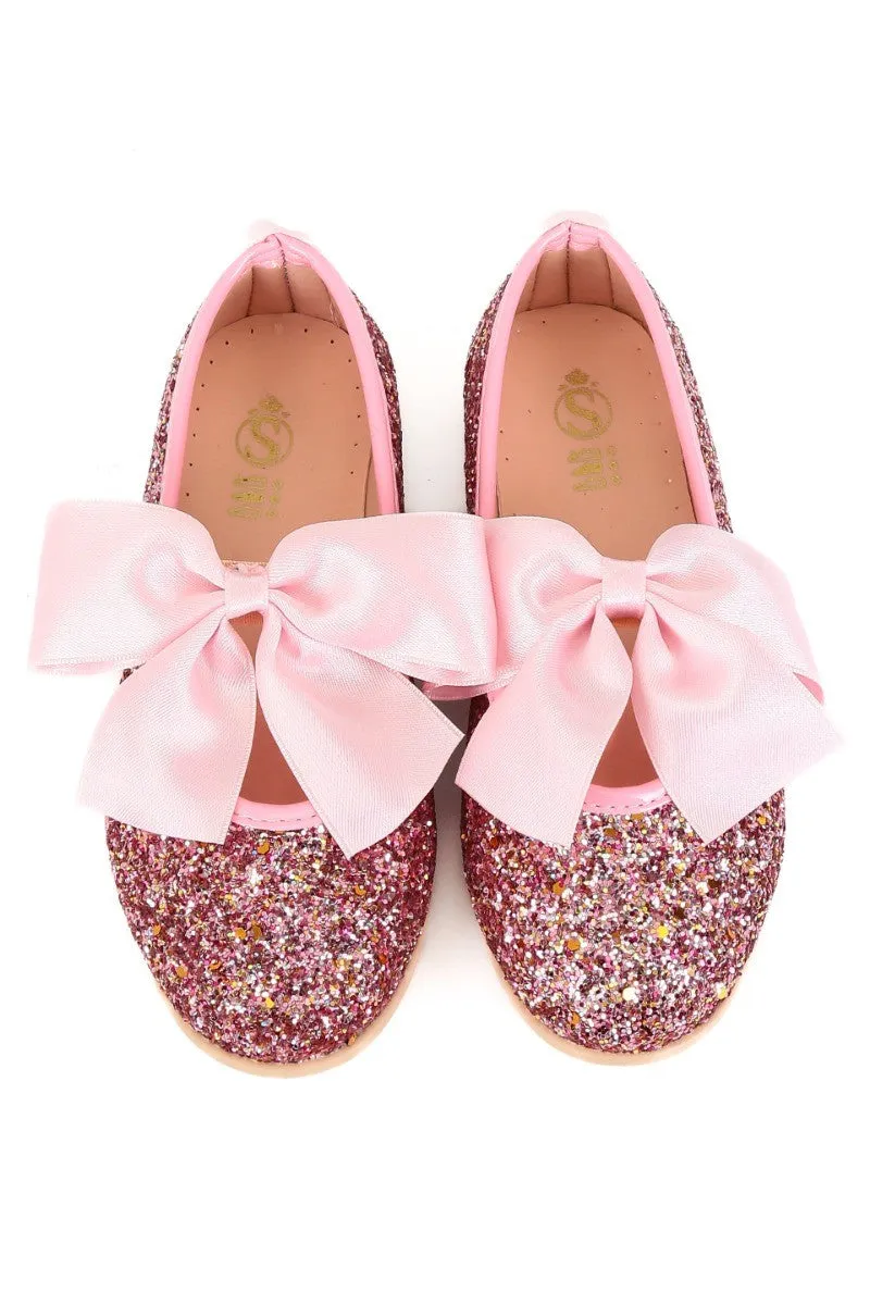 Girls Sequin Ballerina Flat Pumps - LOLA - Lilac