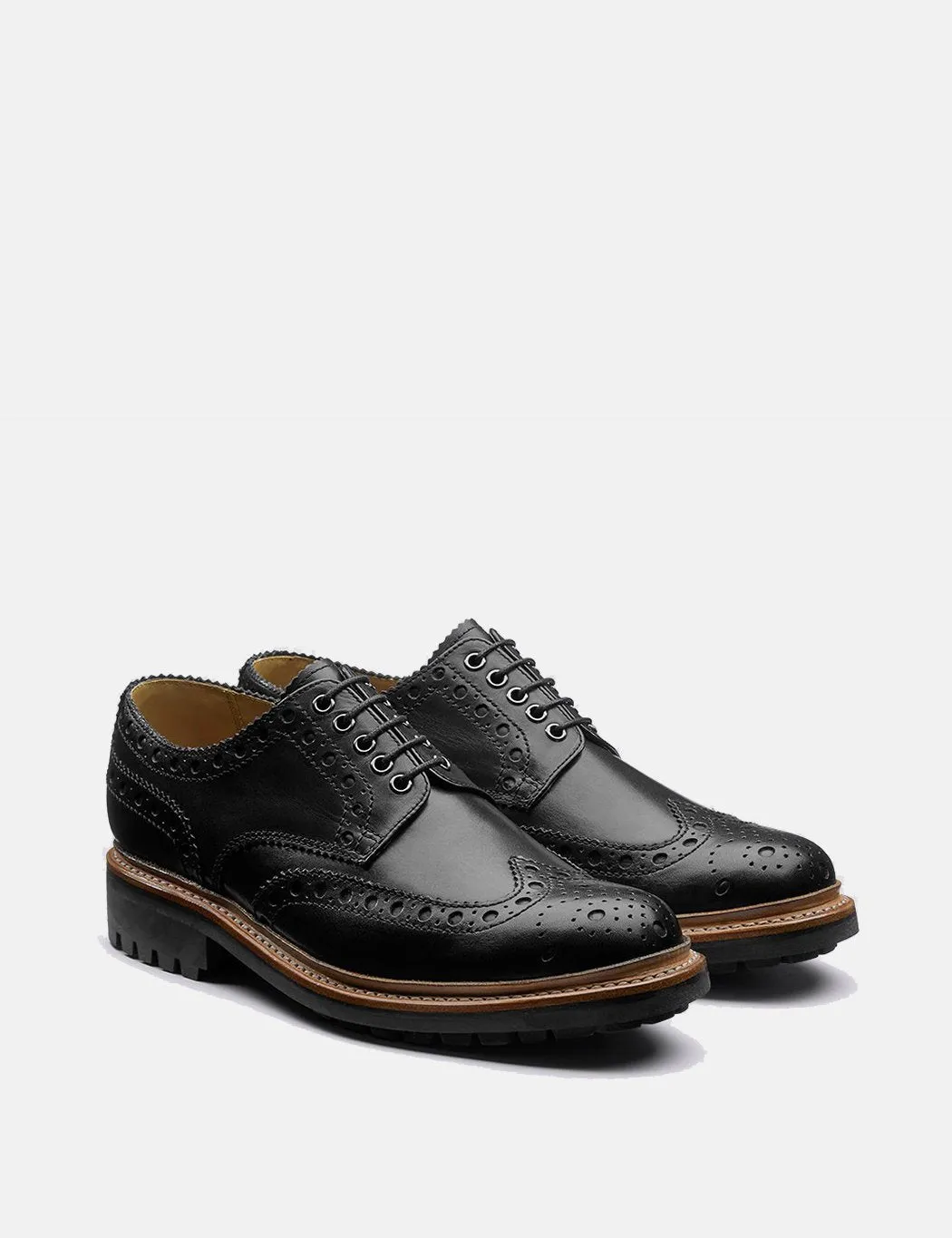 Grenson Archie Brogue Shoes - Black