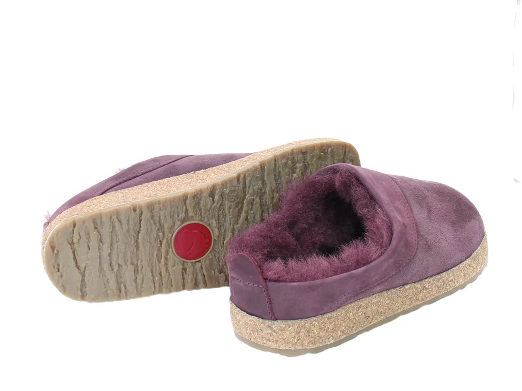 Haflinger Clogs Sheepskin Snowbird Aubergine