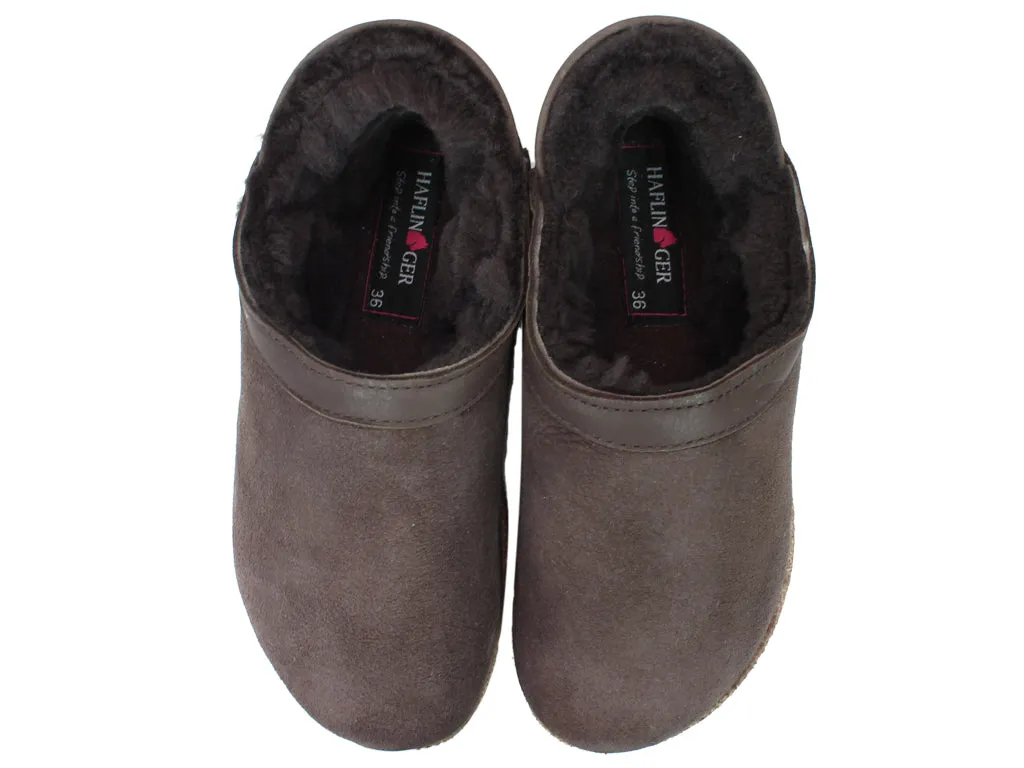 Haflinger Sheepskin Clogs Siberia Brown