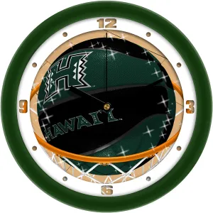 Hawaii Warriors Wall Clock - Basketball Slam Dunk