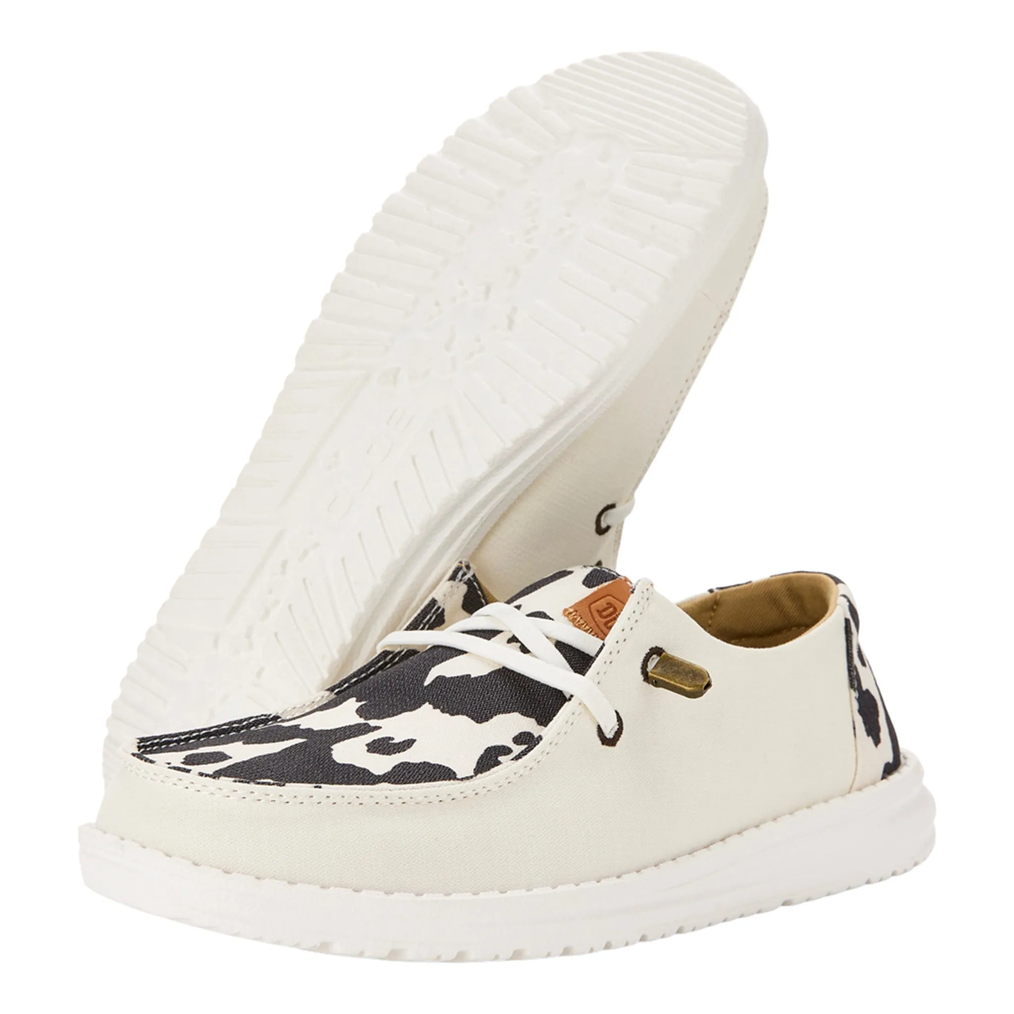 Hey Dude Wendy Black/White Cow Print Shoes