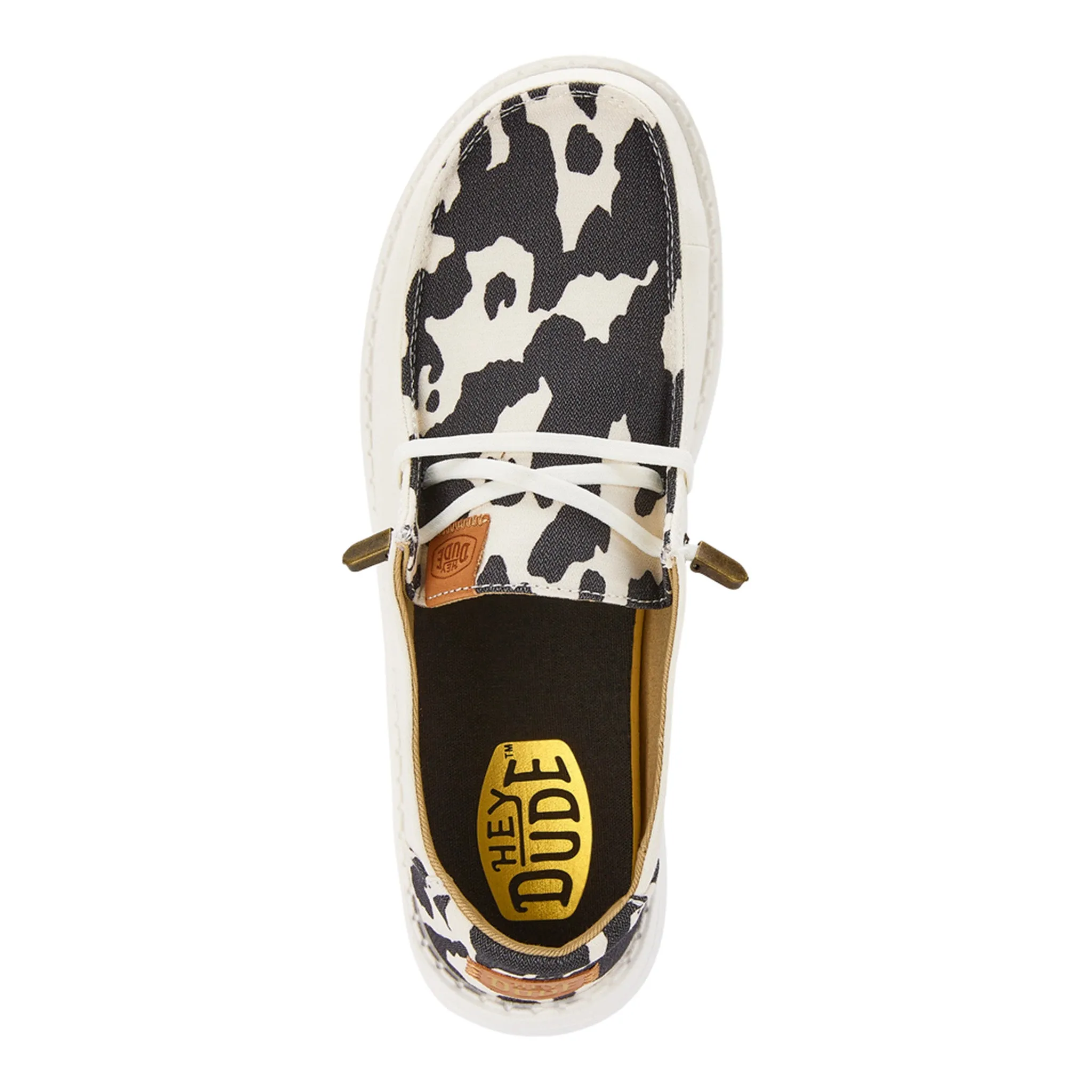 Hey Dude Wendy Black/White Cow Print Shoes