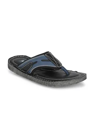 Hitz Men's Blue Synthetic Open Toe Casual Slippers