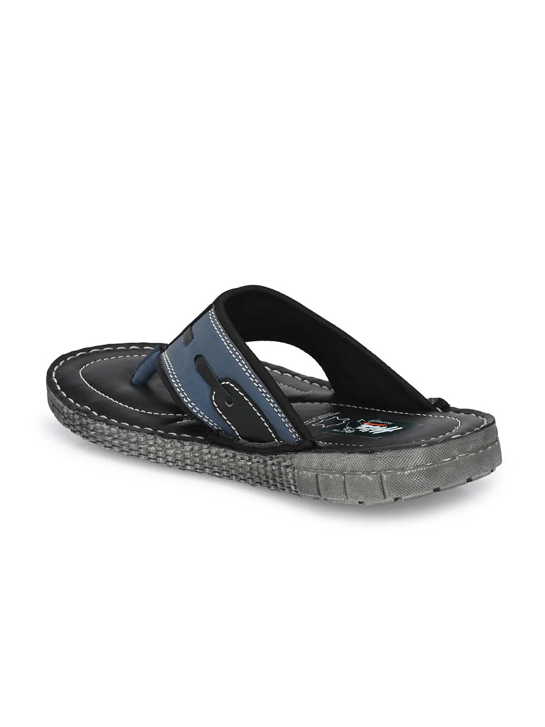 Hitz Men's Blue Synthetic Open Toe Casual Slippers