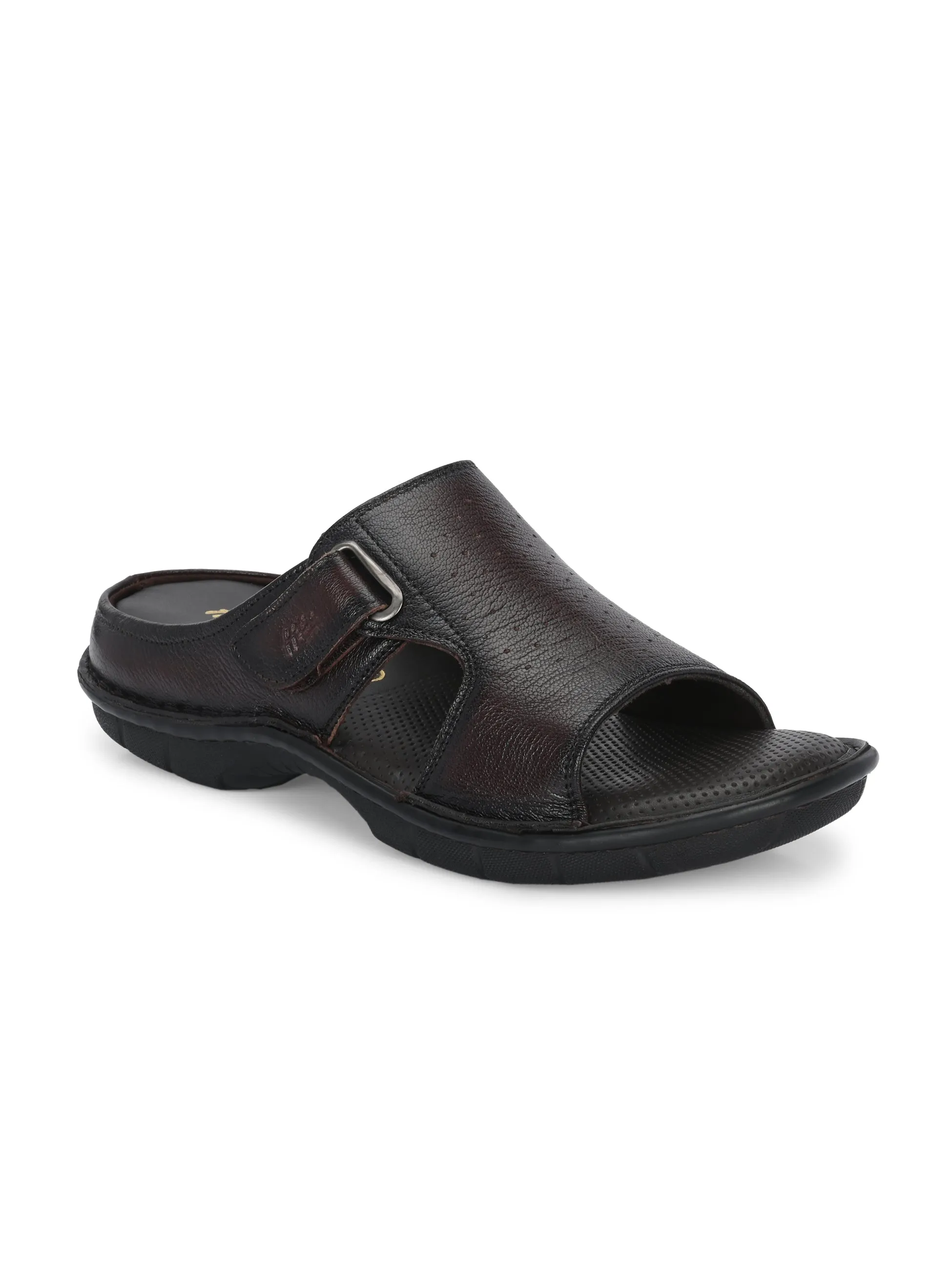 Hitz Men's Totone Leather Casual Velcro Sandals