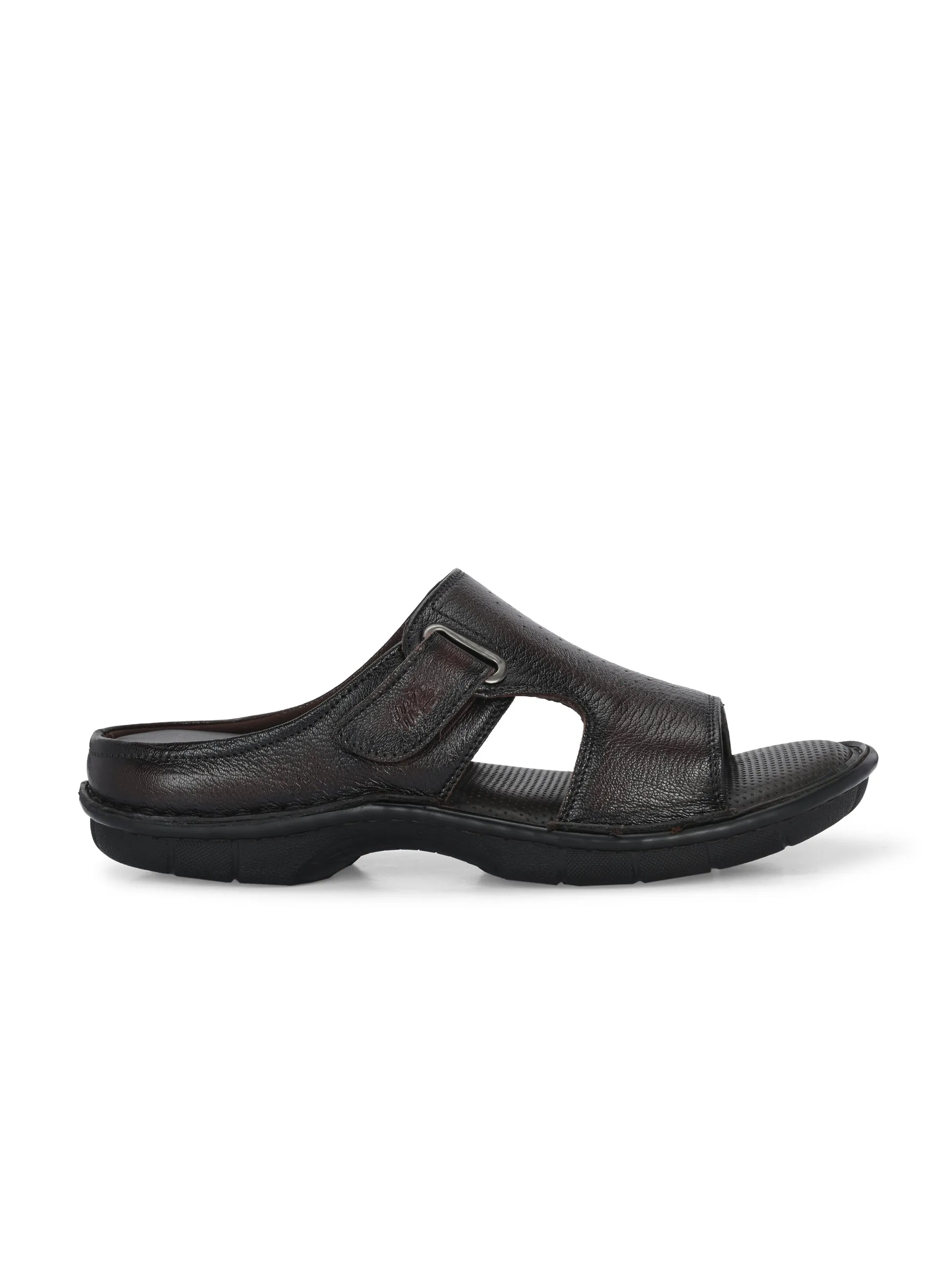 Hitz Men's Totone Leather Casual Velcro Sandals