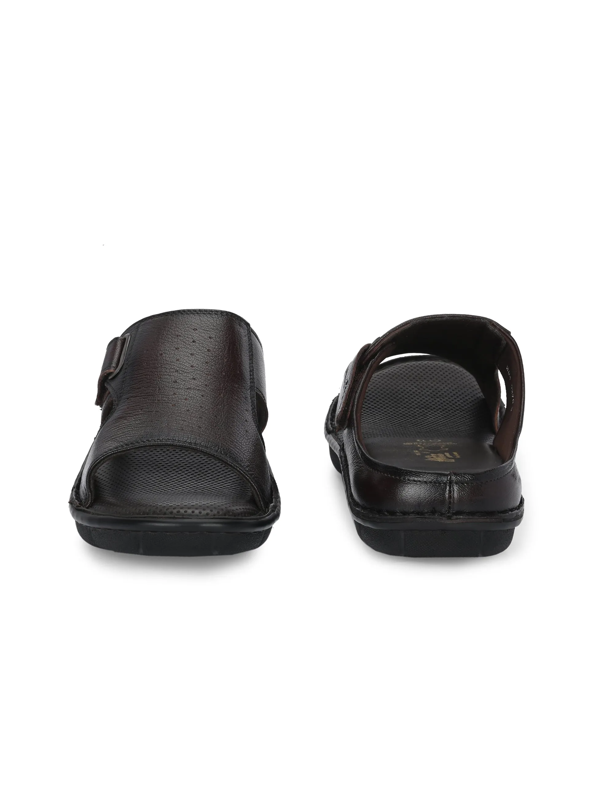 Hitz Men's Totone Leather Casual Velcro Sandals