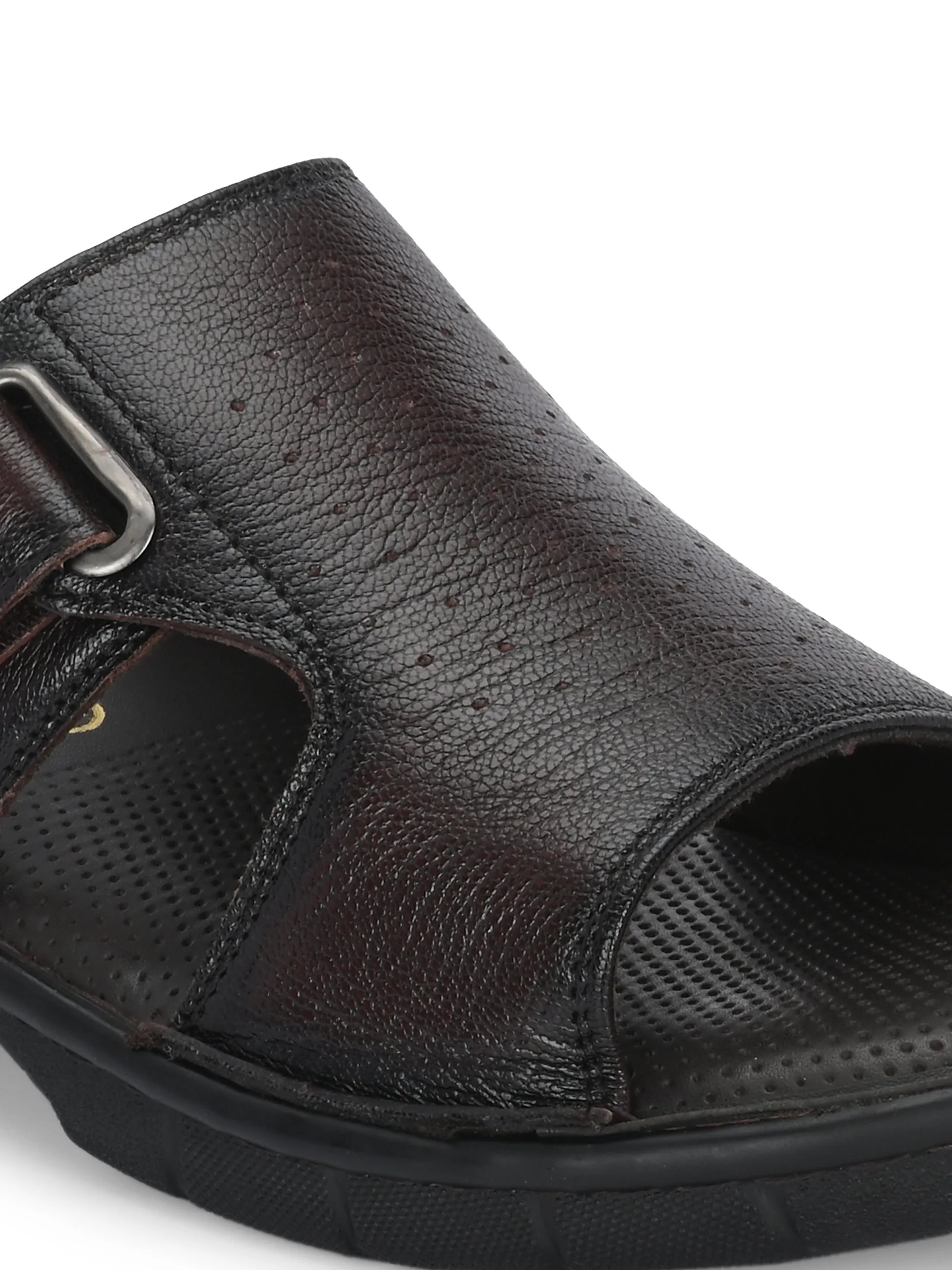 Hitz Men's Totone Leather Casual Velcro Sandals