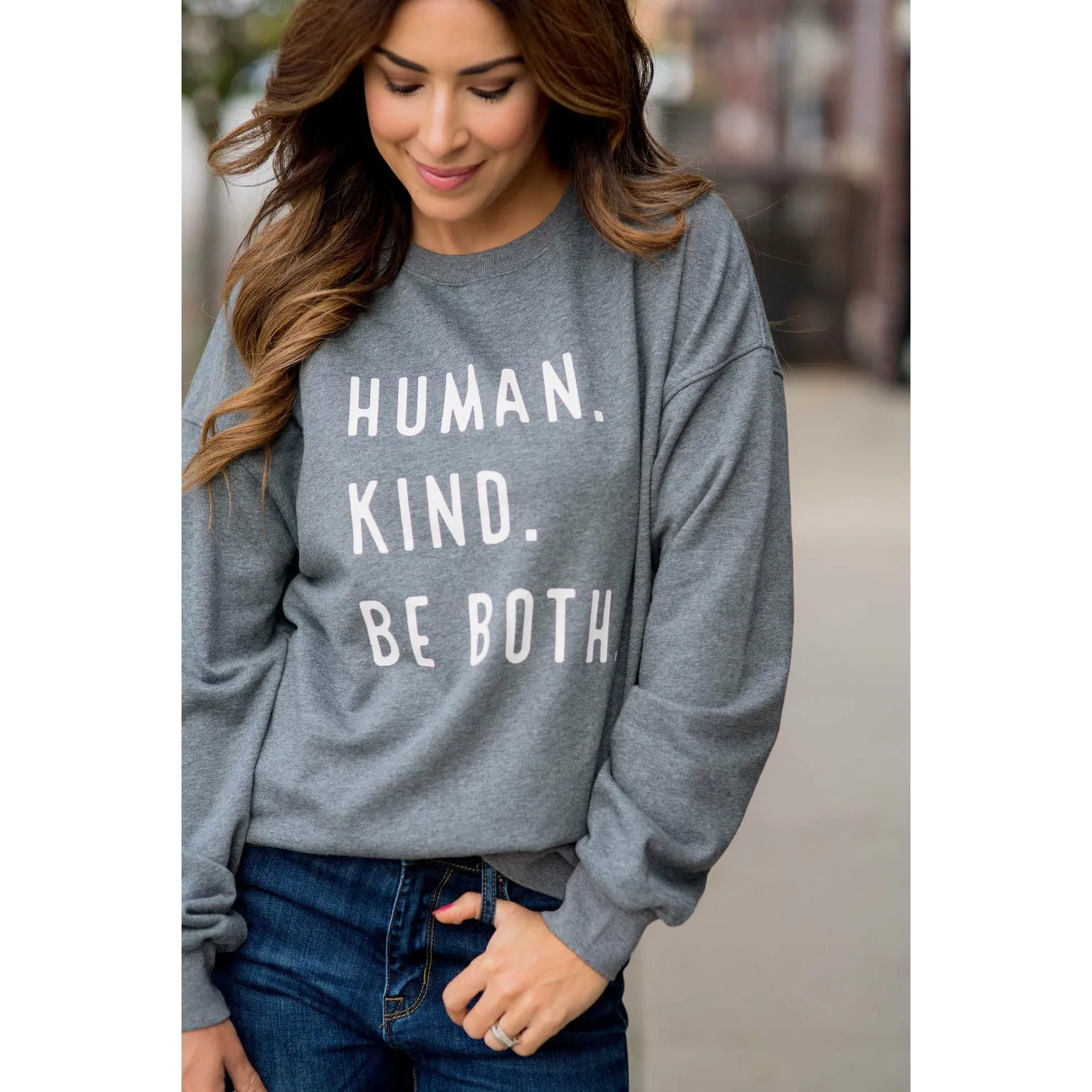 Human. Kind. Be Both. Graphic Crewneck