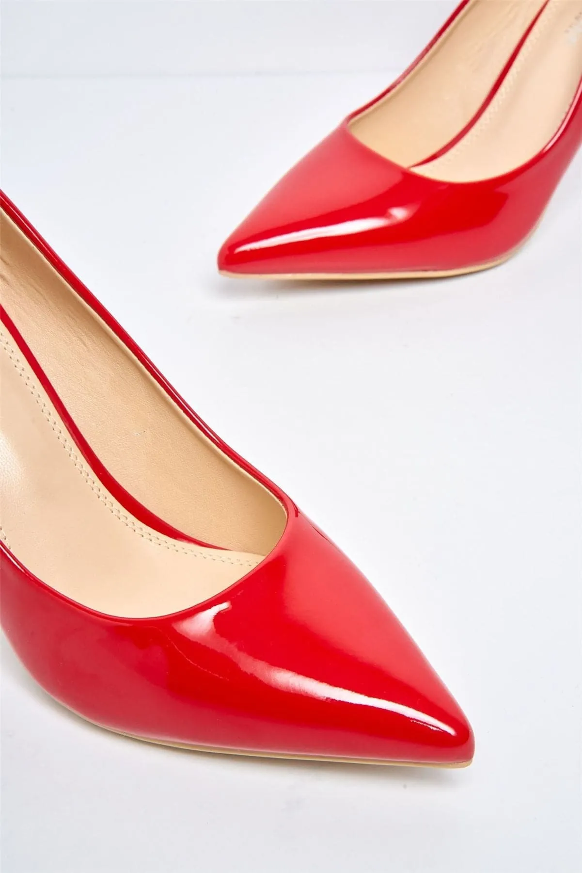 Ingrid Pointed Toe Court Heels in Red Patent