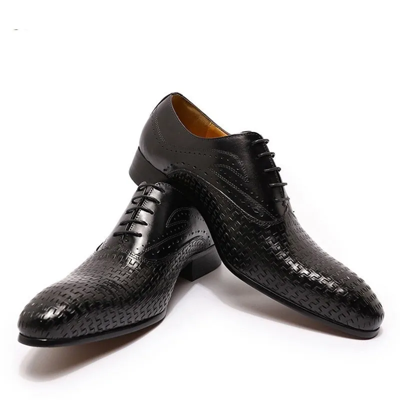 Italian Eleganza Exotic Lace-Up Pointed Toe Oxford