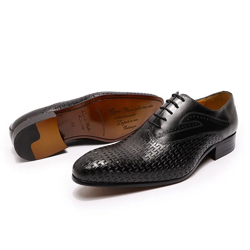 Italian Eleganza Exotic Lace-Up Pointed Toe Oxford