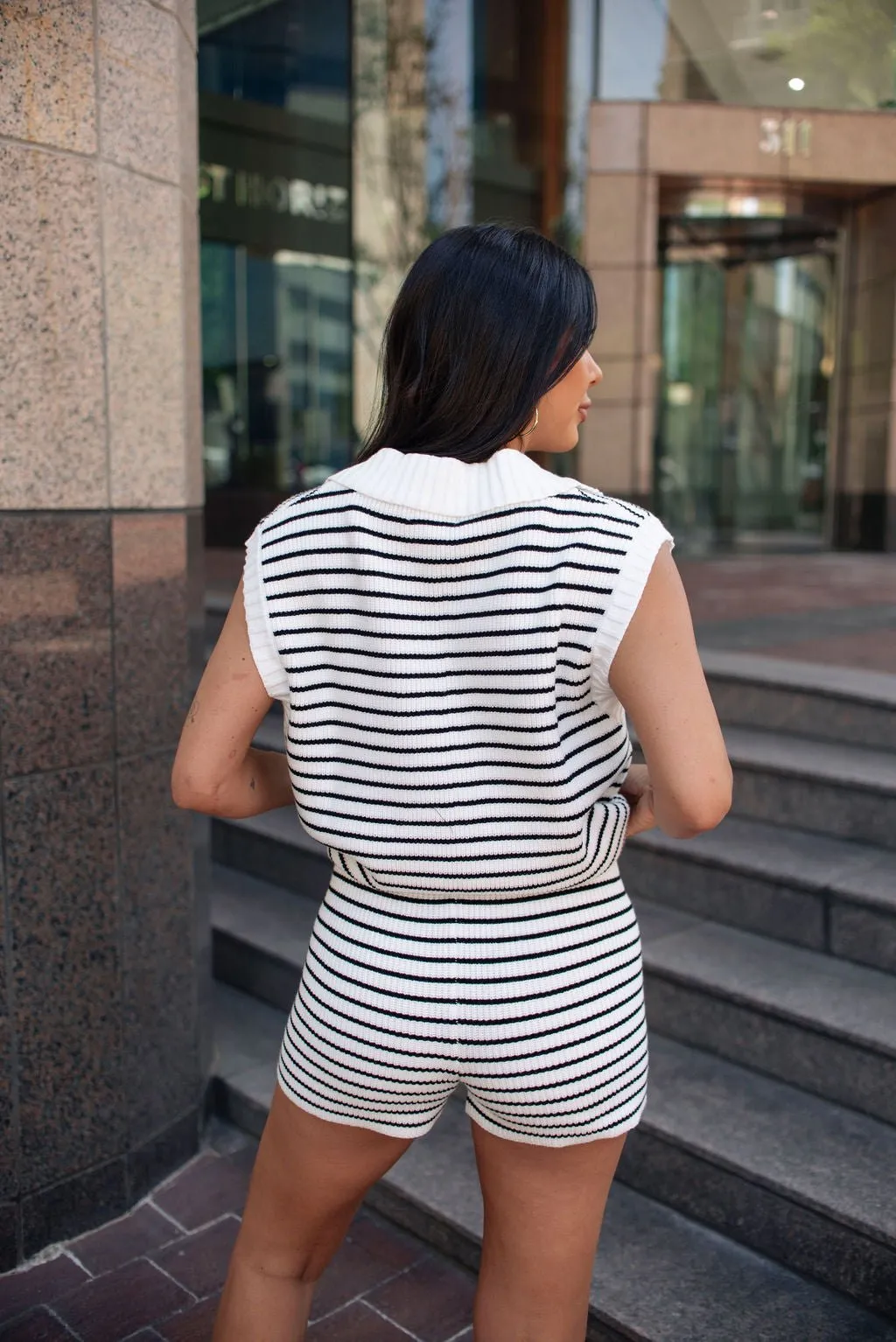 Ivory Striped Sweater Shorts - FINAL SALE