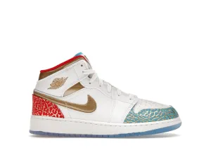 Jordan 1 Mid Sneaker School Nc To Chicago (Gs)