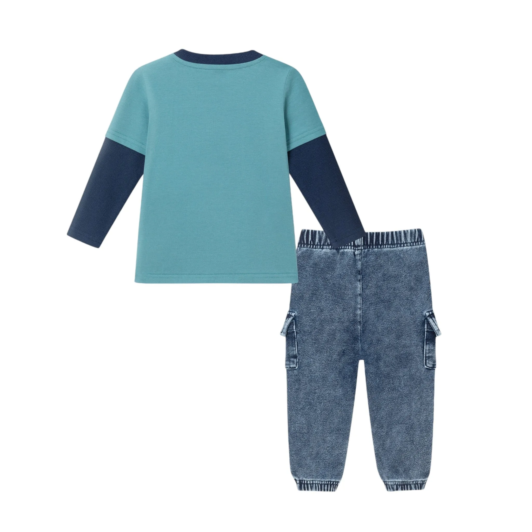 Kids Jersey Twofer Tee & Terry Pants Set | Blue Navy Sports