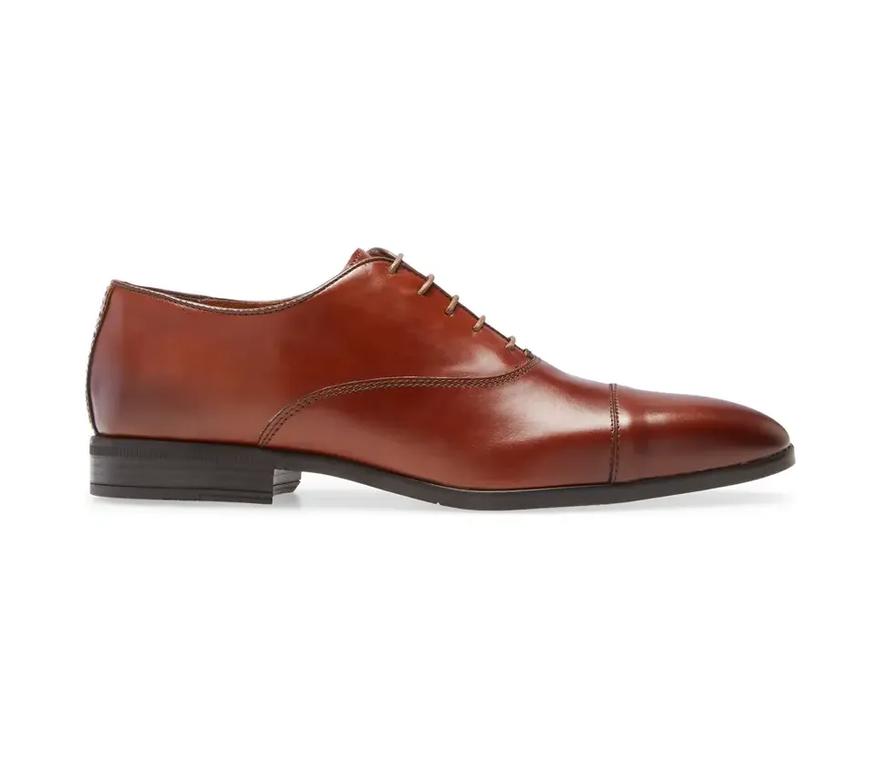 Leather Cap Toe Oxford - Tan