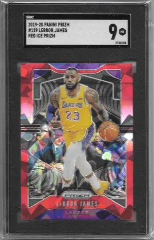 Lebron James, Red Ice Prizm, 2019-20 Panini Prizm Basketball, SGC 9