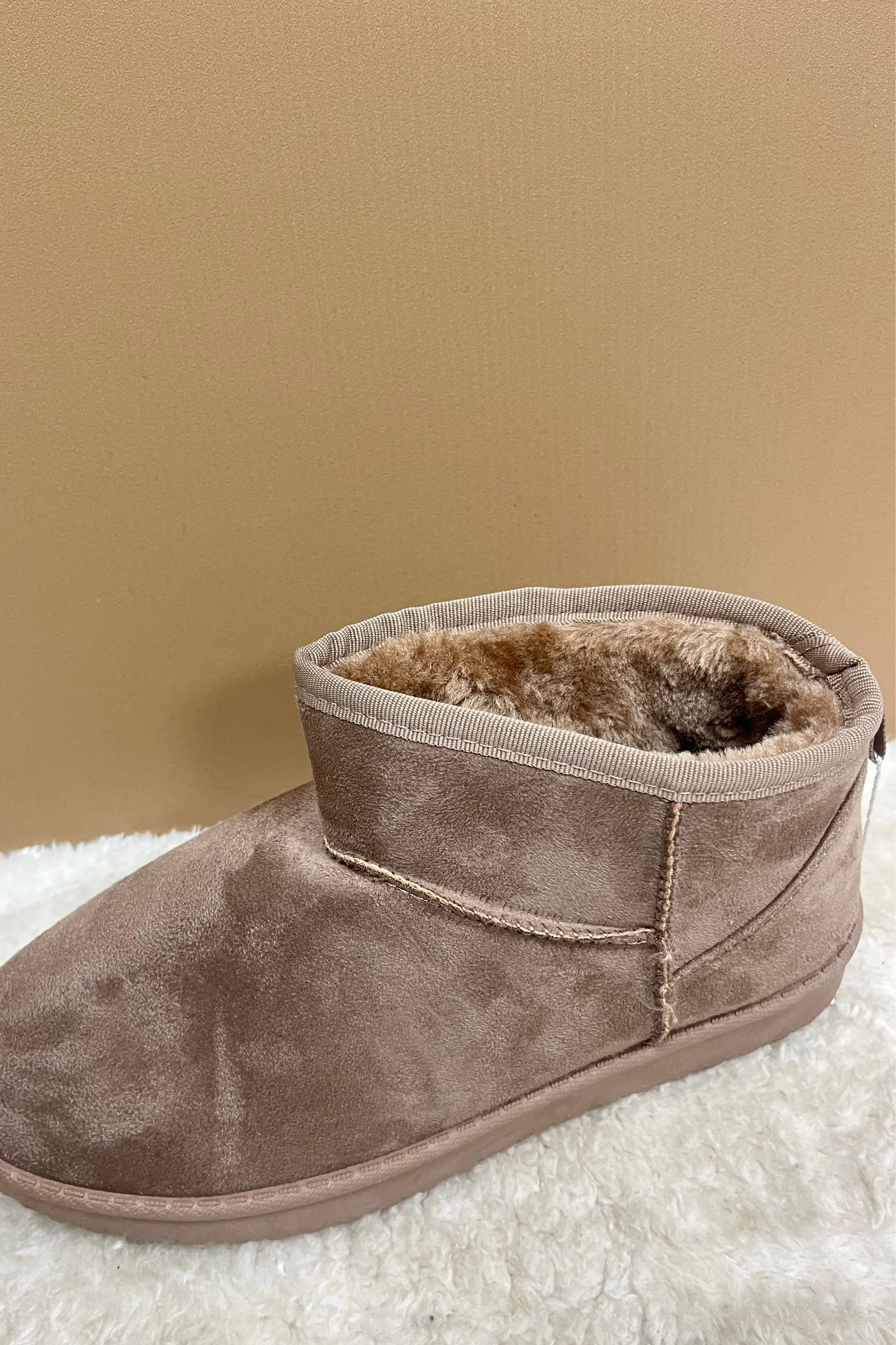 Light Brown Faux Fur faux Suede Boots