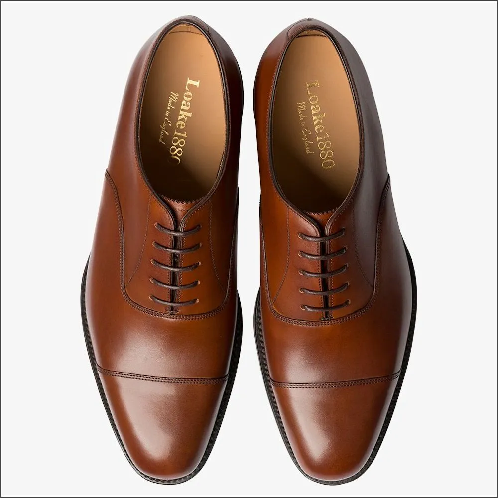 Loake Aldwych Mahogany Calf Oxford Leather Sole F Fit--