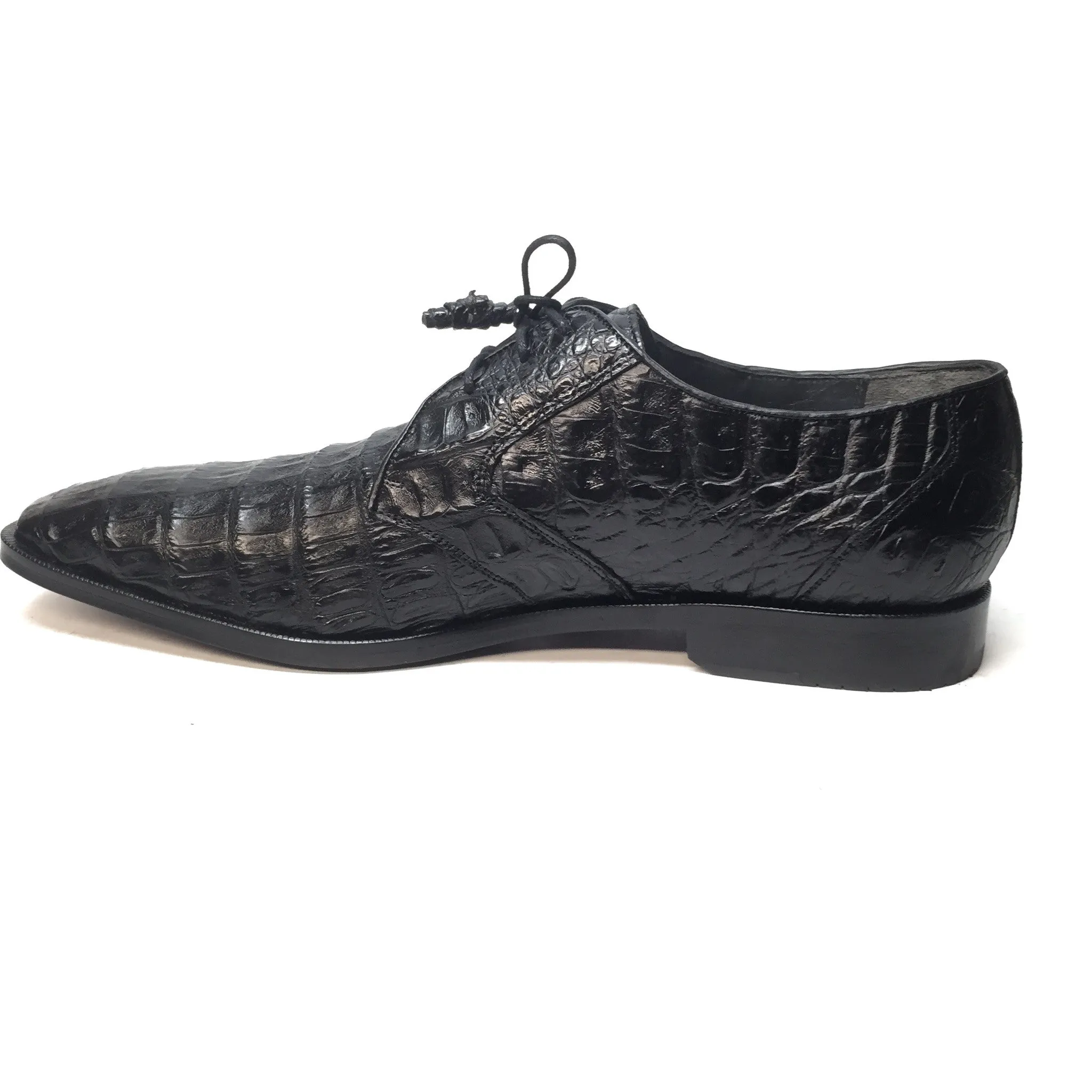 Los Altos Black All-Over Crocodile Lace Up Dress Shoes