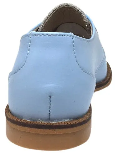 Luccini Girl's & Boy's Baby Blue Leather Thick Elastic Strap Slip On Oxford Loafers