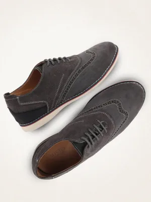 Men Grey Suede Leather Oxford Casual Shoes