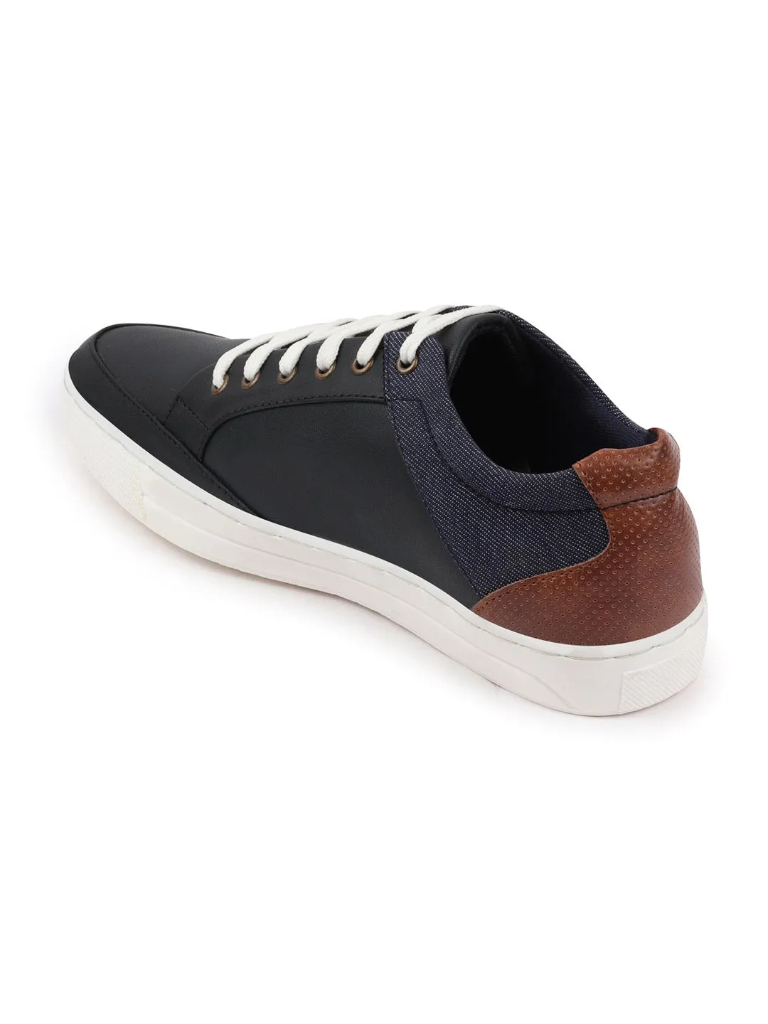 Men Navy Blue Classic Lace Up Sneakers