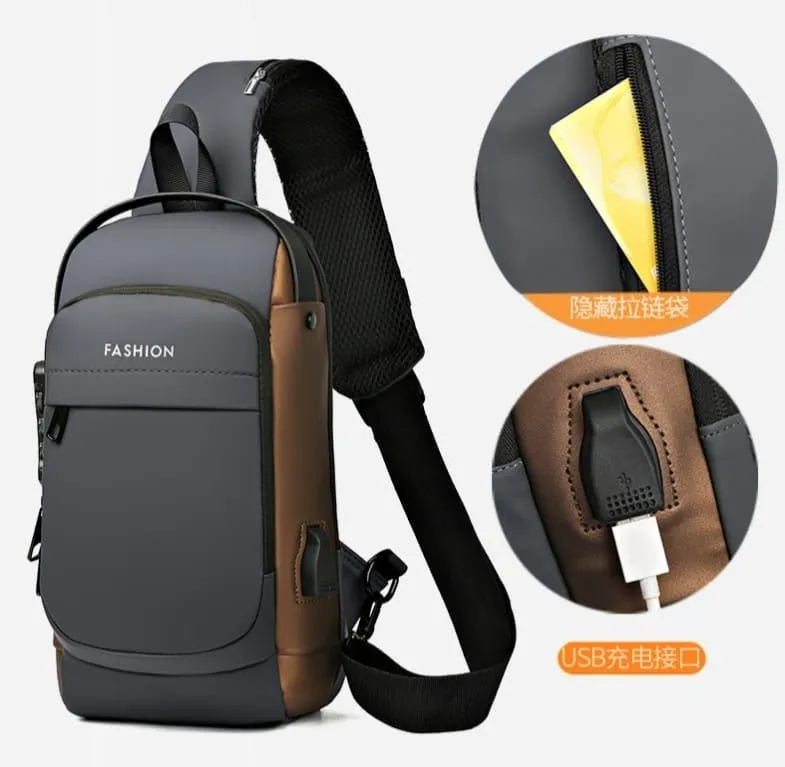 Men’s Fashion Anti-Theft USB Charging Cross body Bag – KBF207