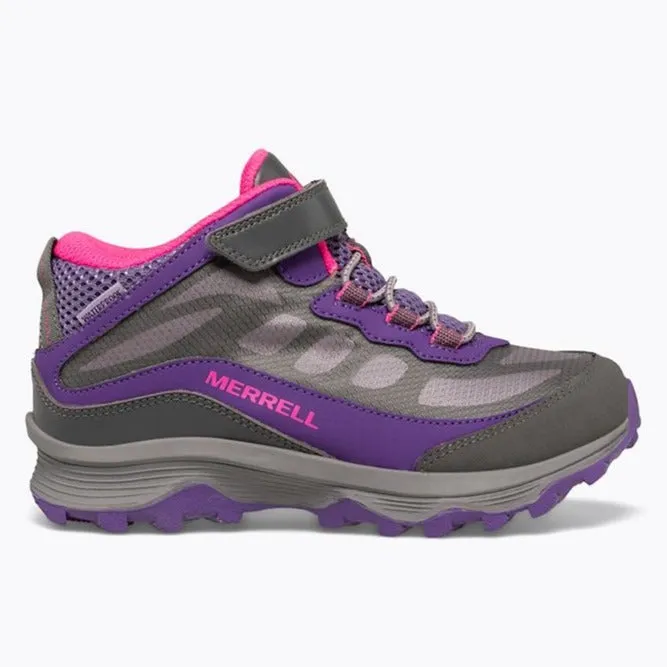 Merrell Grey/Pink/Purple Moab Speed Mid Waterproof Children's Hiker