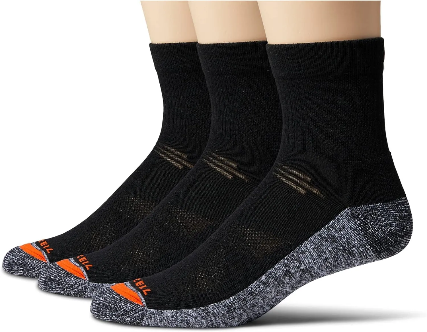 Merrell Men's and Women's Lightweight Work Ankle Socks 3 Pair Pack - ComfortBase XS Repreve with Durable Reinforcement