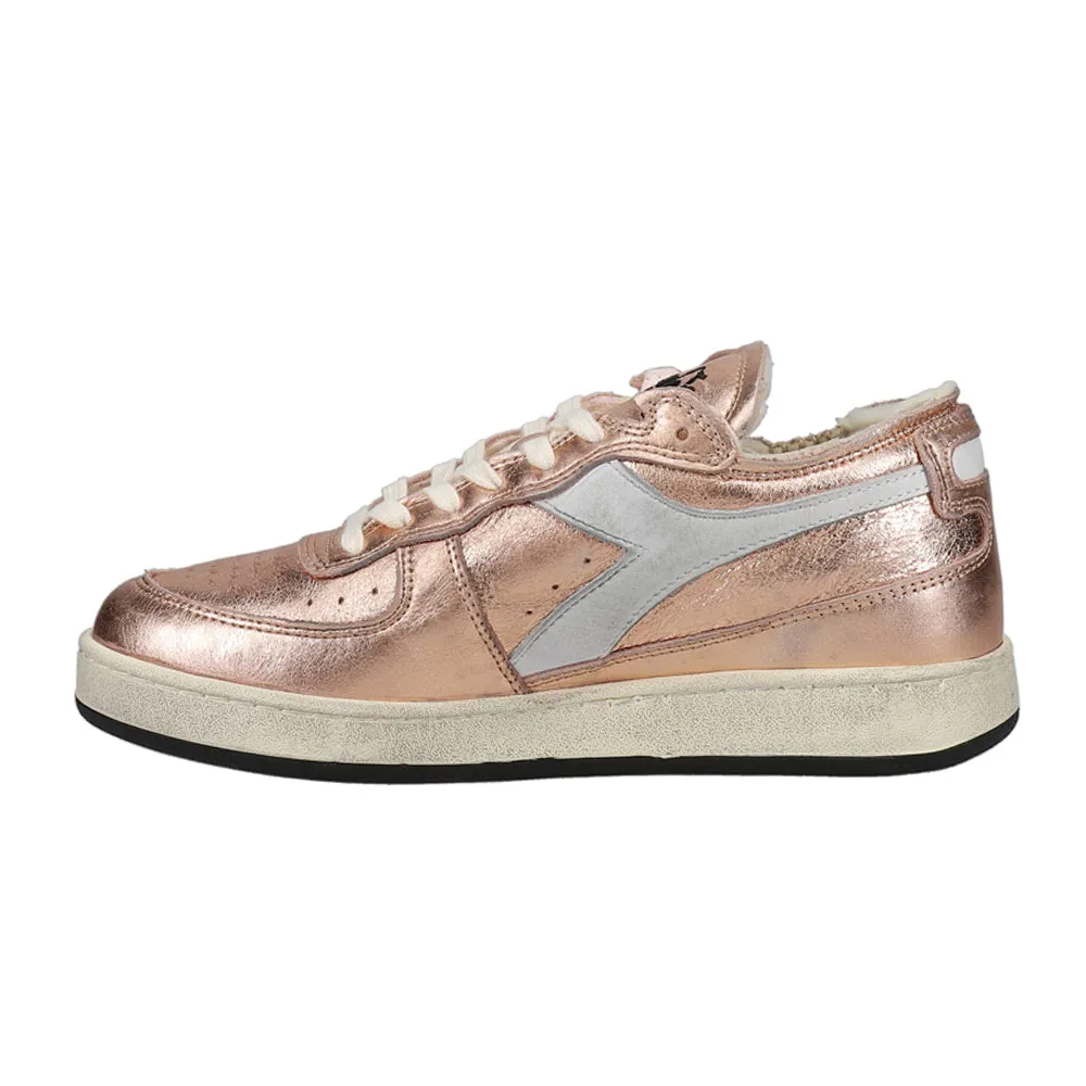 Mi Basket Row Cut Metallic Used Lace Up Sneakers