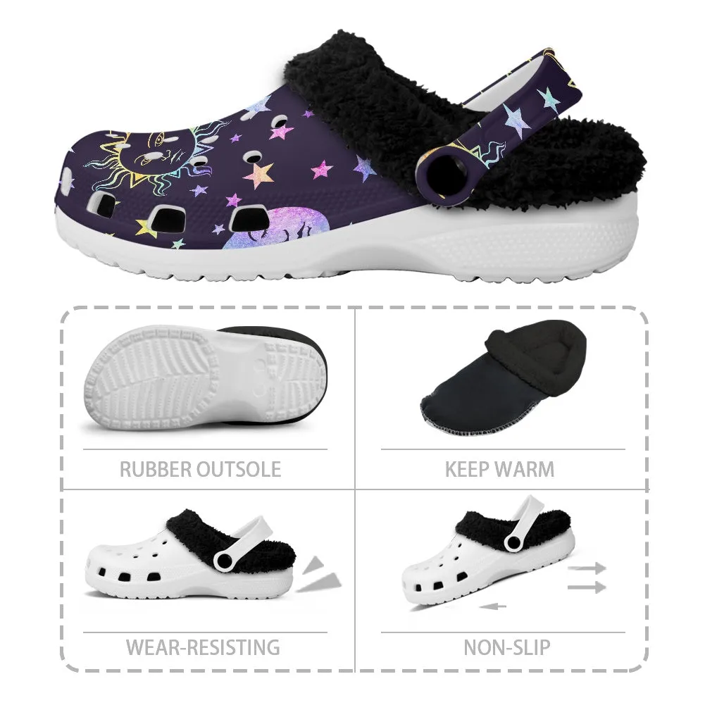 Moon Phase Gothic Fuzzy Clogs