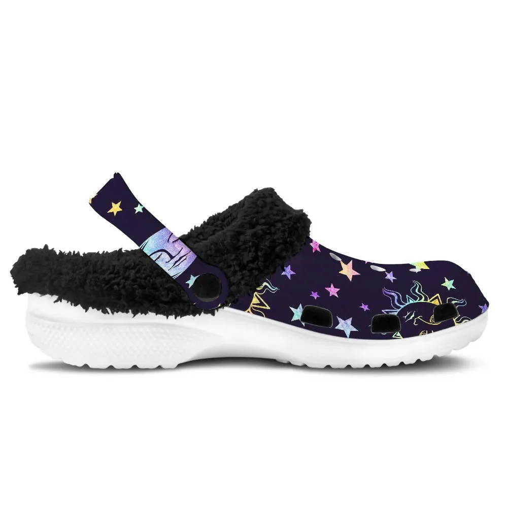 Moon Phase Gothic Fuzzy Clogs