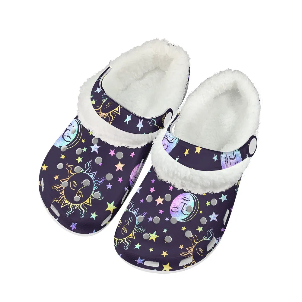 Moon Phase Gothic Fuzzy Clogs