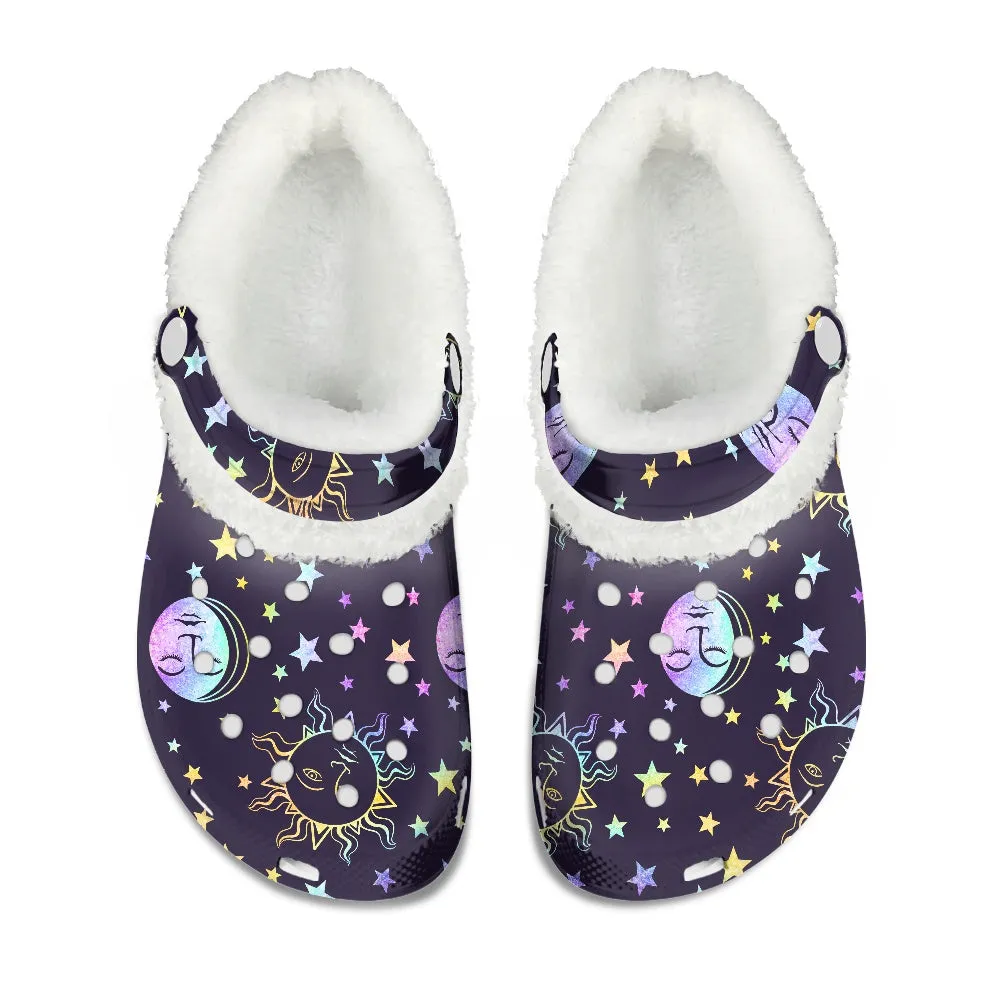 Moon Phase Gothic Fuzzy Clogs