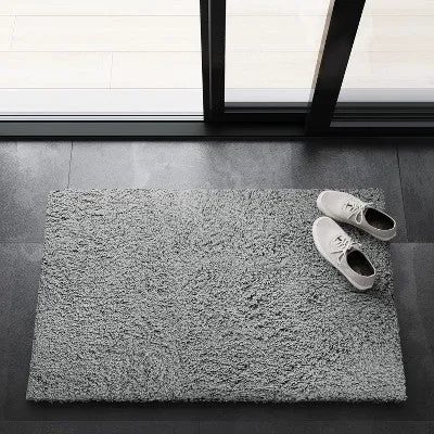 New - 2'6"x3'10" Washable Plush Shag Accent Rug Gray - Room Essentials