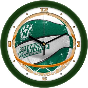 Northwest Missouri State Wall Clock - Basketball Slam Dunk