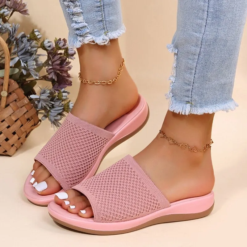 OCW Sandals For Women Low Heels Elegant Breathable Soft Soles Slippers