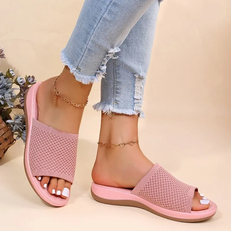 OCW Sandals For Women Low Heels Elegant Breathable Soft Soles Slippers