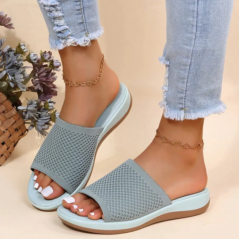 OCW Sandals For Women Low Heels Elegant Breathable Soft Soles Slippers