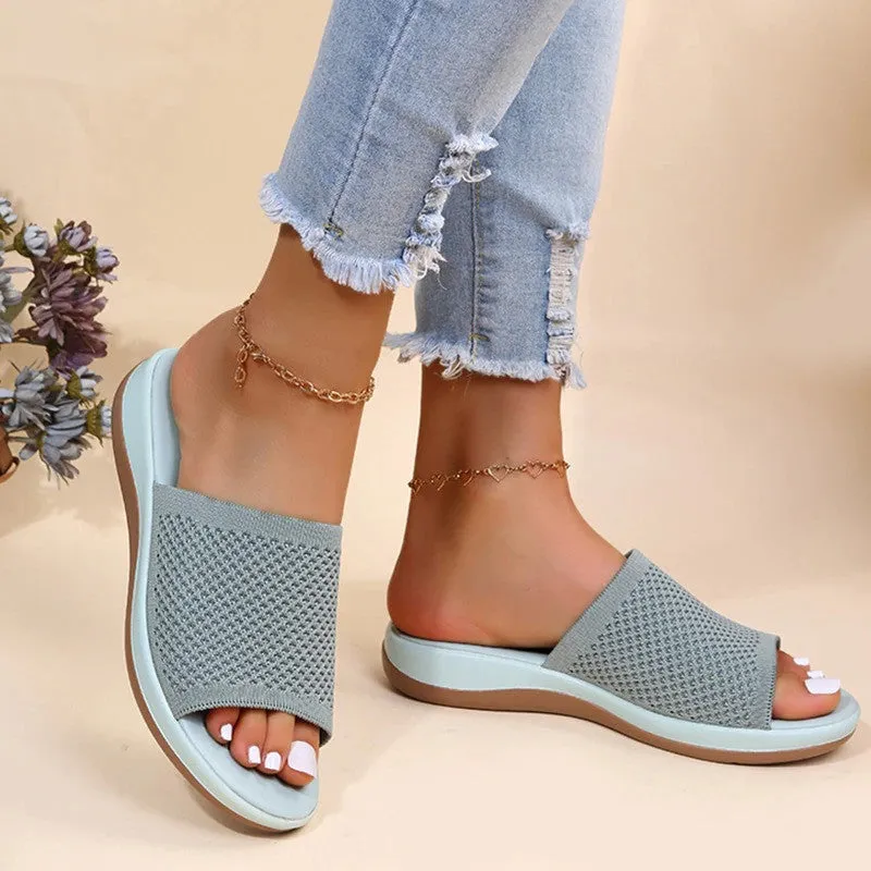 OCW Sandals For Women Low Heels Elegant Breathable Soft Soles Slippers