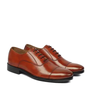 Orangish Cap Toe Leather Lace-Up Shoe