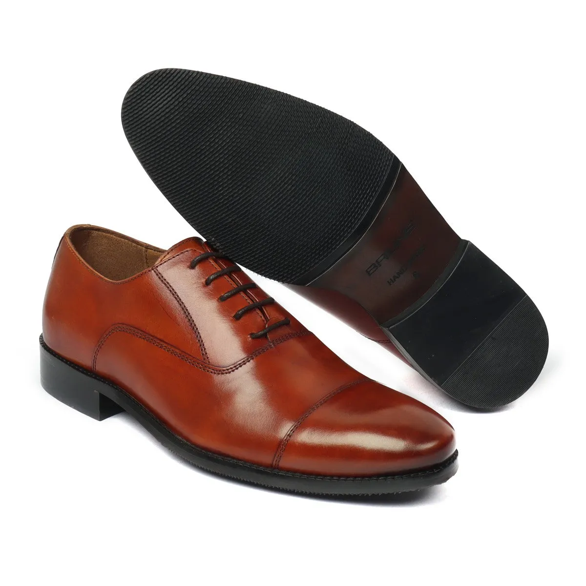 Orangish Cap Toe Leather Lace-Up Shoe