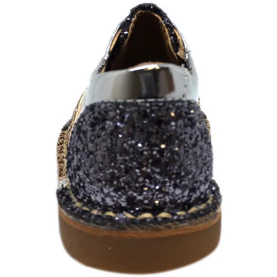 Papanatas by Eli Girl's and Boy's Glitter Multicolor Oxford Slip On Shoes