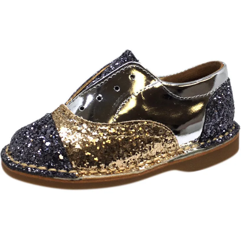 Papanatas by Eli Girl's and Boy's Glitter Multicolor Oxford Slip On Shoes