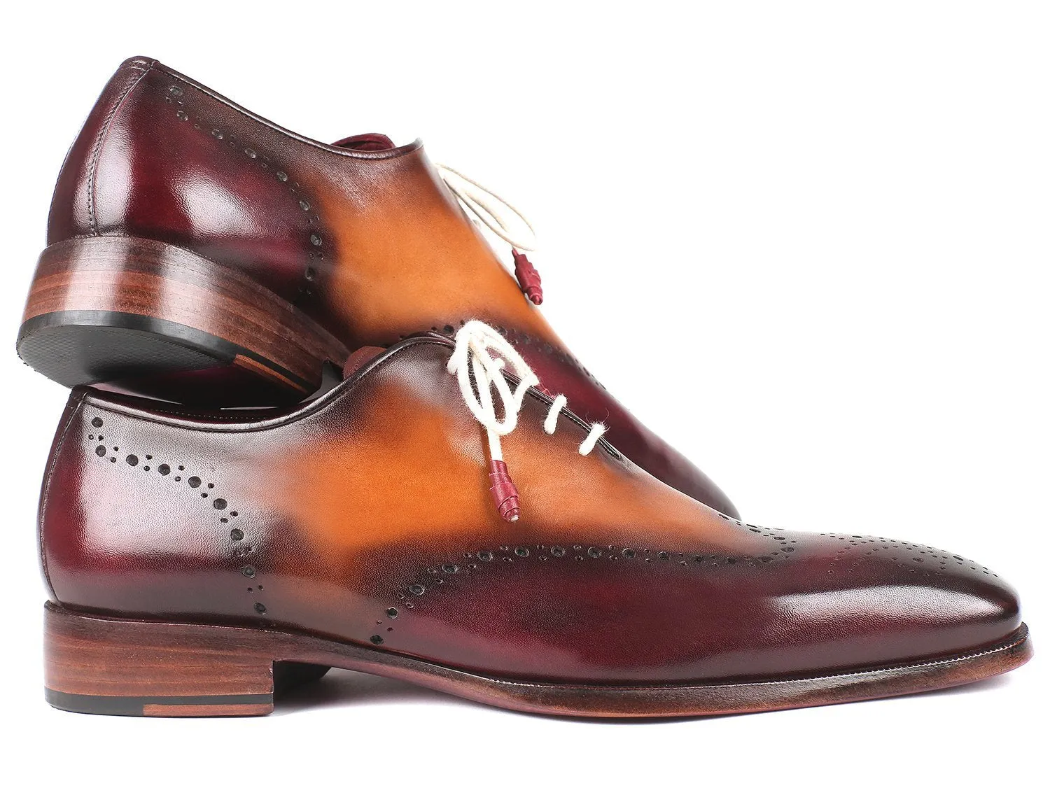 Paul Parkman Bordeaux & Camel Wingtip Oxfords (ID#097BY30)