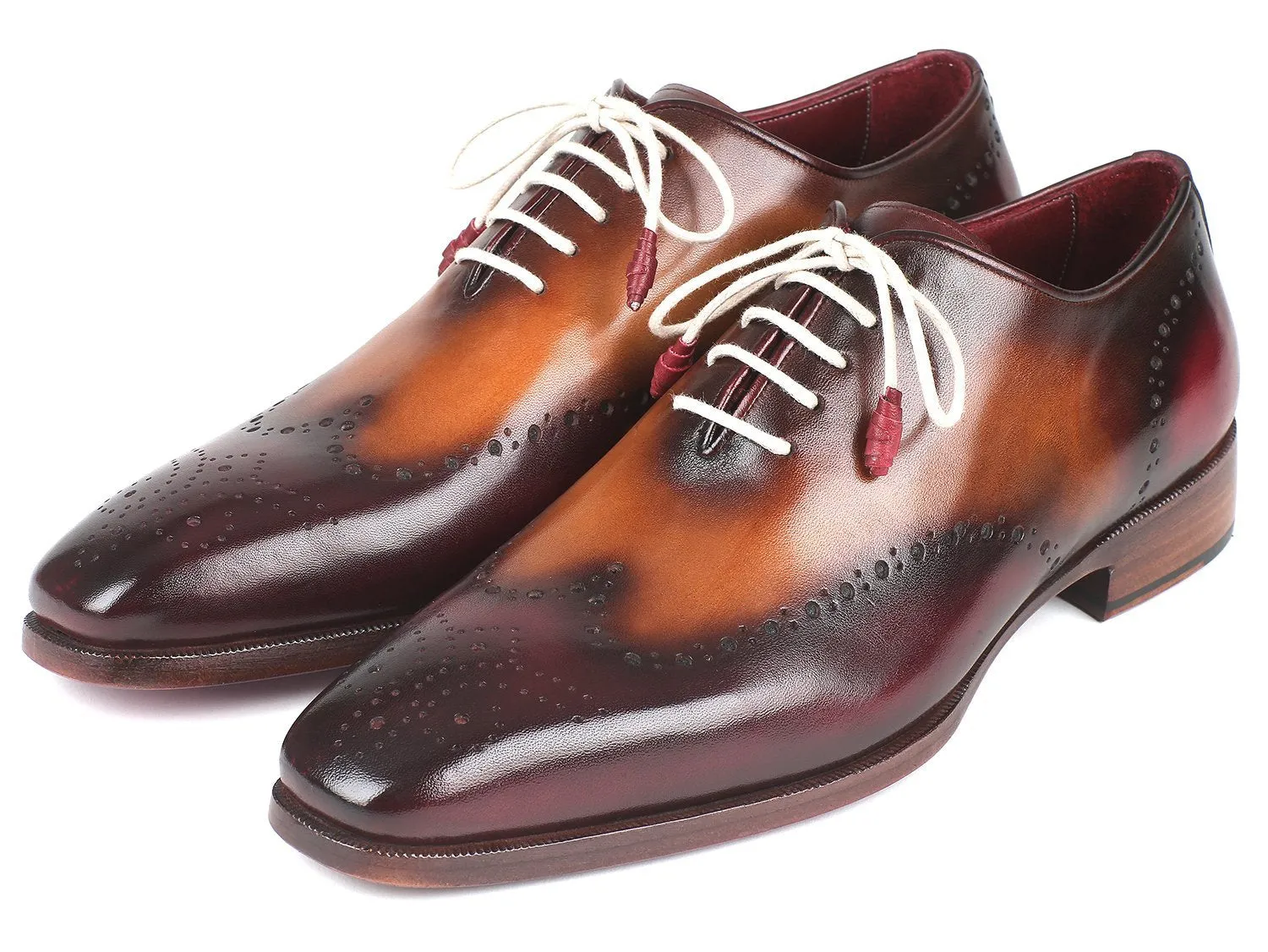 Paul Parkman Bordeaux & Camel Wingtip Oxfords (ID#097BY30)